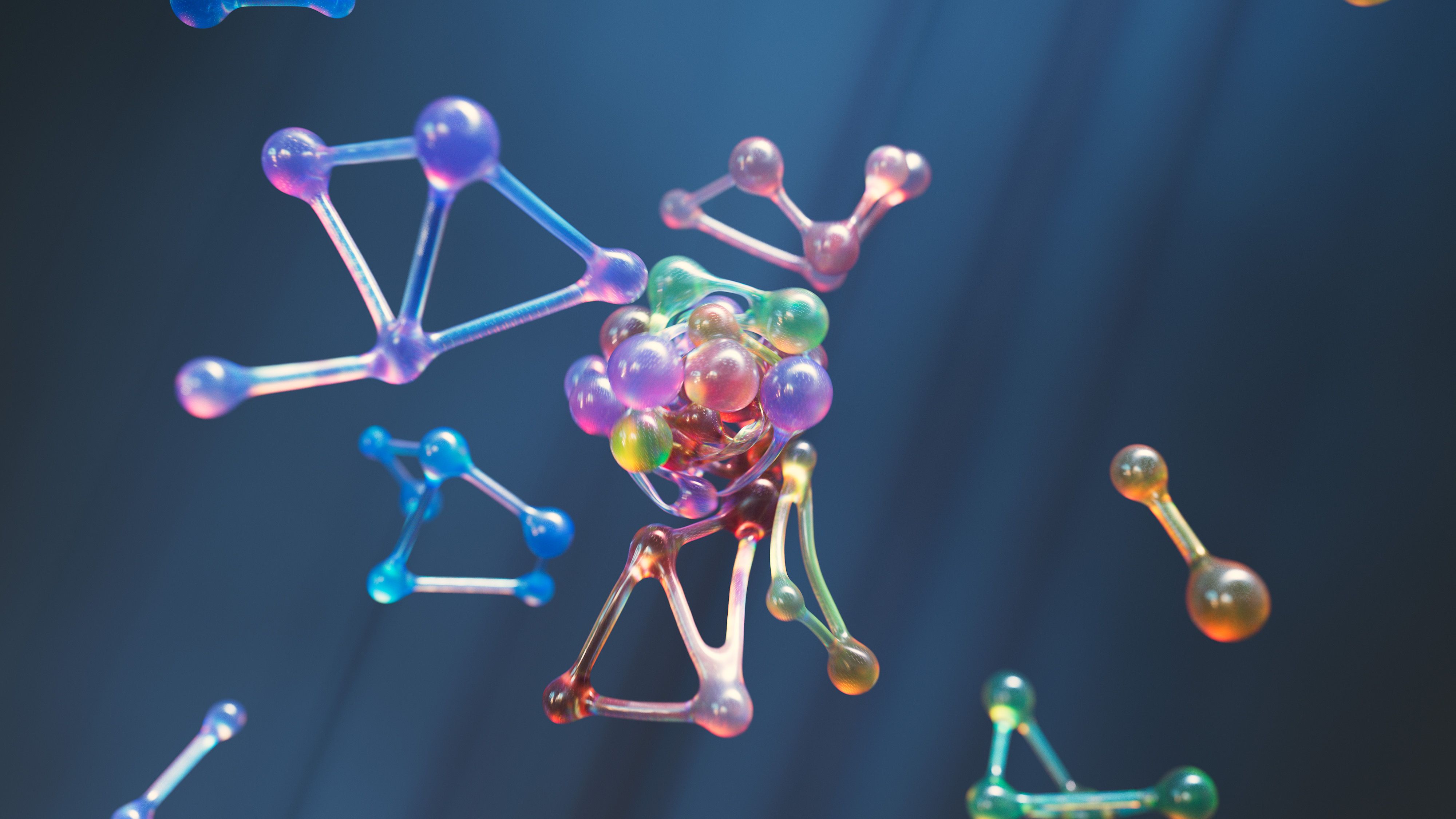 Abstract 3D molecular structure used in supercomputer physics and chemistry simulations